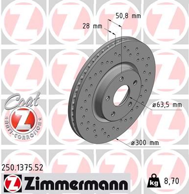 ZIMMERMANN Тормозной диск 250.1375.52