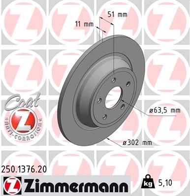 ZIMMERMANN Тормозной диск 250.1376.20