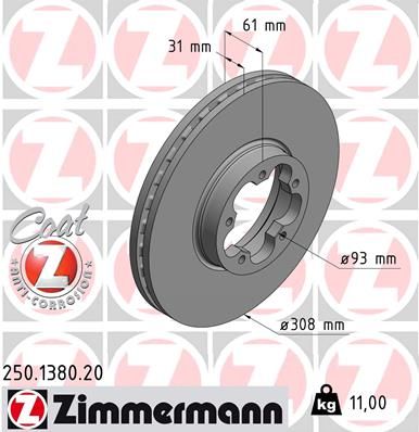 ZIMMERMANN Bremžu diski 250.1380.20