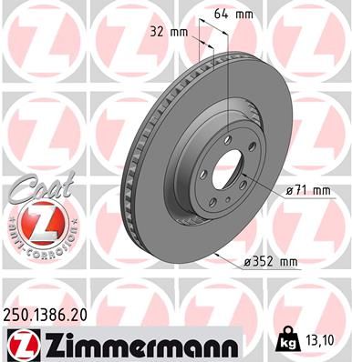 ZIMMERMANN Тормозной диск 250.1386.20