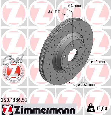 ZIMMERMANN Тормозной диск 250.1386.52