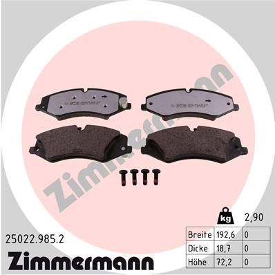 ZIMMERMANN Bremžu uzliku kompl., Disku bremzes 25022.985.2