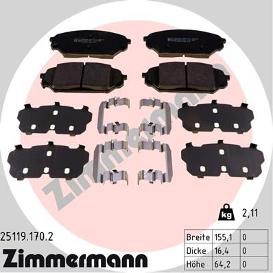 ZIMMERMANN Комплект тормозных колодок, дисковый тормоз 25119.170.2
