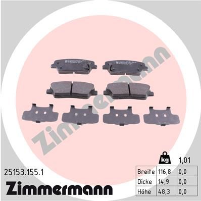 ZIMMERMANN Bremžu uzliku kompl., Disku bremzes 25153.155.1