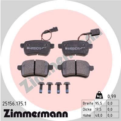 ZIMMERMANN Комплект тормозных колодок, дисковый тормоз 25156.175.1