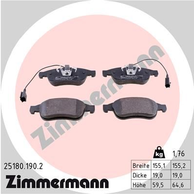 ZIMMERMANN Комплект тормозных колодок, дисковый тормоз 25180.190.2