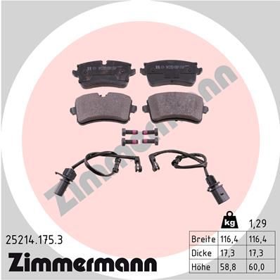 ZIMMERMANN Комплект тормозных колодок, дисковый тормоз 25214.175.3