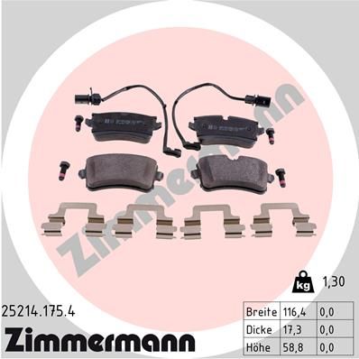 ZIMMERMANN Комплект тормозных колодок, дисковый тормоз 25214.175.4