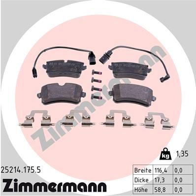 ZIMMERMANN Комплект тормозных колодок, дисковый тормоз 25214.175.5
