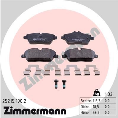ZIMMERMANN Комплект тормозных колодок, дисковый тормоз 25215.190.2