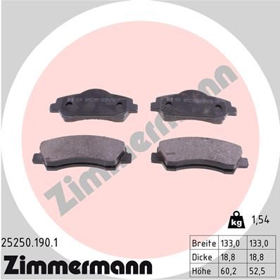ZIMMERMANN Комплект тормозных колодок, дисковый тормоз 25250.190.1