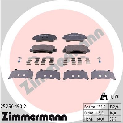 ZIMMERMANN Комплект тормозных колодок, дисковый тормоз 25250.190.2