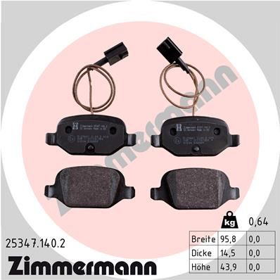 ZIMMERMANN Комплект тормозных колодок, дисковый тормоз 25347.140.2