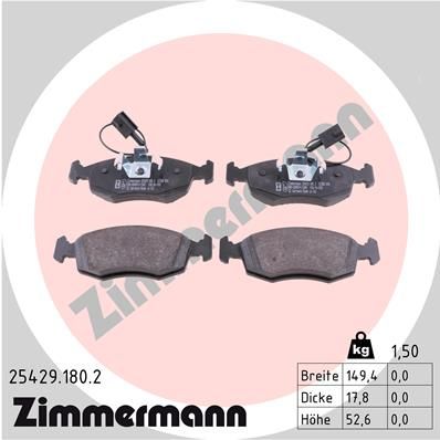 ZIMMERMANN Комплект тормозных колодок, дисковый тормоз 25429.180.2