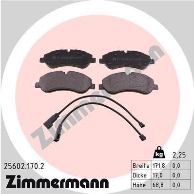 ZIMMERMANN Bremžu uzliku kompl., Disku bremzes 25602.170.2
