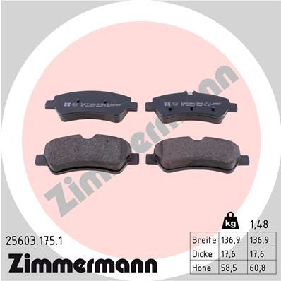 ZIMMERMANN Комплект тормозных колодок, дисковый тормоз 25603.175.1