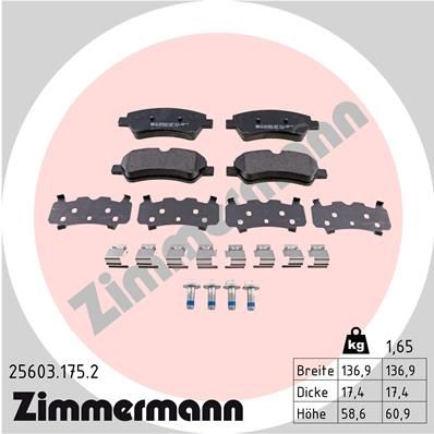ZIMMERMANN Комплект тормозных колодок, дисковый тормоз 25603.175.2