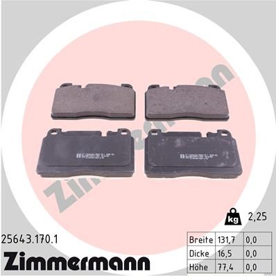 ZIMMERMANN Комплект тормозных колодок, дисковый тормоз 25643.170.1