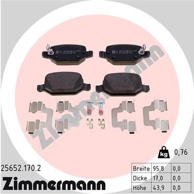 ZIMMERMANN Комплект тормозных колодок, дисковый тормоз 25652.170.2