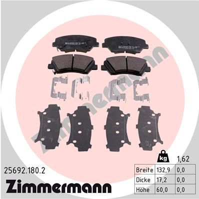 ZIMMERMANN Комплект тормозных колодок, дисковый тормоз 25692.180.2