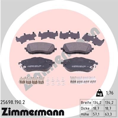 ZIMMERMANN Bremžu uzliku kompl., Disku bremzes 25698.190.2