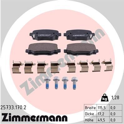 ZIMMERMANN Bremžu uzliku kompl., Disku bremzes 25733.170.2