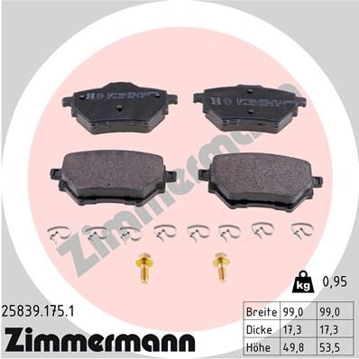 ZIMMERMANN Комплект тормозных колодок, дисковый тормоз 25839.175.1