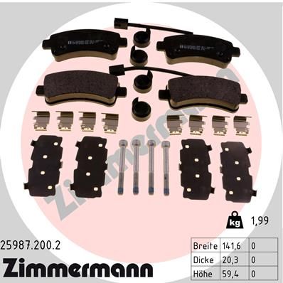 ZIMMERMANN Комплект тормозных колодок, дисковый тормоз 25987.200.2