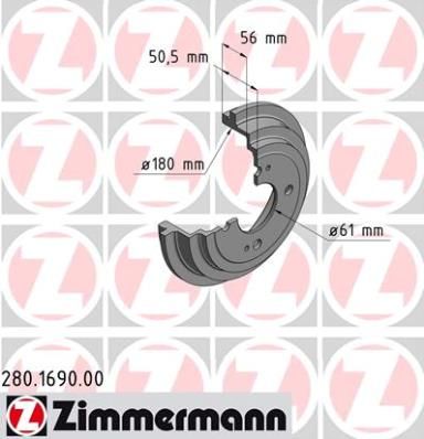 ZIMMERMANN Тормозной барабан 280.1690.00