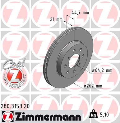 ZIMMERMANN Тормозной диск 280.3153.20