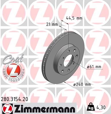 ZIMMERMANN Тормозной диск 280.3154.20