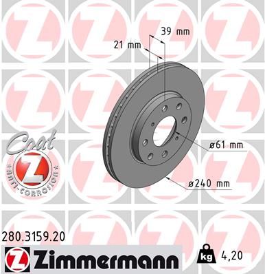 ZIMMERMANN Тормозной диск 280.3159.20