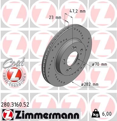 ZIMMERMANN Тормозной диск 280.3160.52