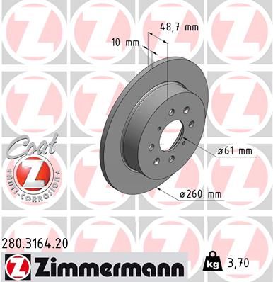 ZIMMERMANN Bremžu diski 280.3164.20