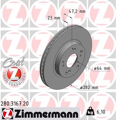 ZIMMERMANN Тормозной диск 280.3167.20