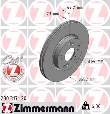 ZIMMERMANN Тормозной диск 280.3171.20