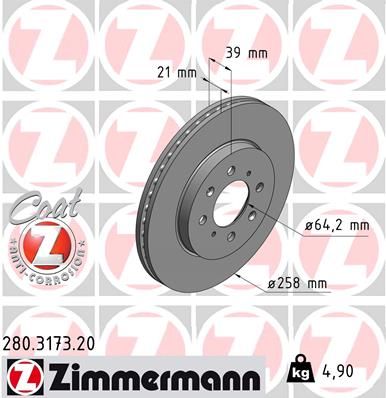ZIMMERMANN Тормозной диск 280.3173.20