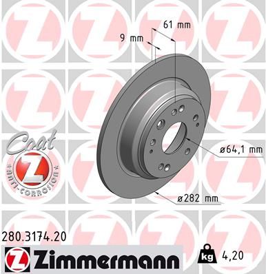 ZIMMERMANN Тормозной диск 280.3174.20
