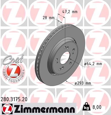 ZIMMERMANN Тормозной диск 280.3175.20