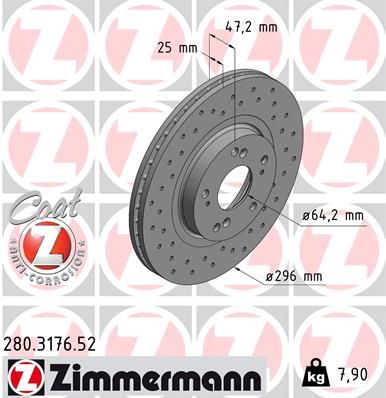 ZIMMERMANN Bremžu diski 280.3176.52