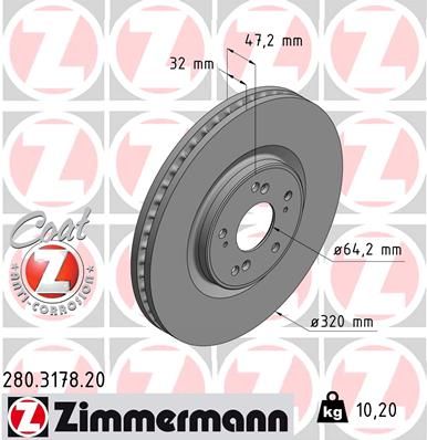 ZIMMERMANN Bremžu diski 280.3178.20