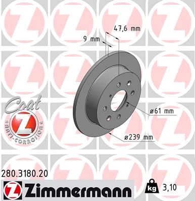 ZIMMERMANN Тормозной диск 280.3180.20
