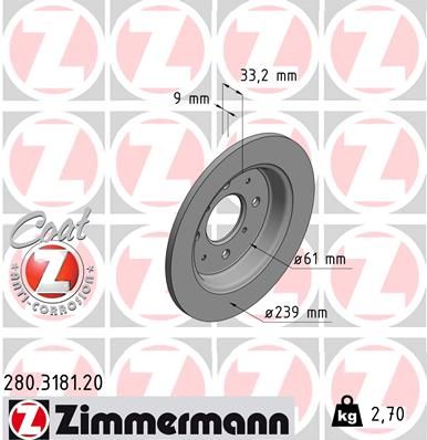 ZIMMERMANN Тормозной диск 280.3181.20