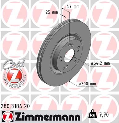 ZIMMERMANN Тормозной диск 280.3184.20