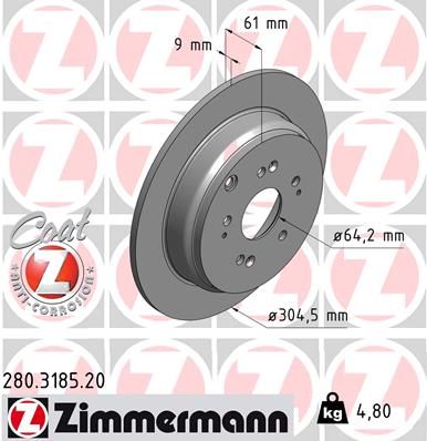 ZIMMERMANN Bremžu diski 280.3185.20