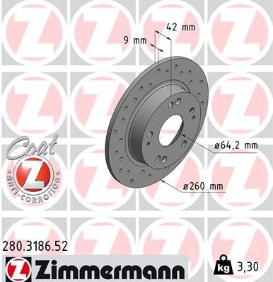 ZIMMERMANN Тормозной диск 280.3186.52