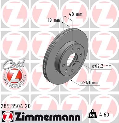 ZIMMERMANN Bremžu diski 285.3504.20