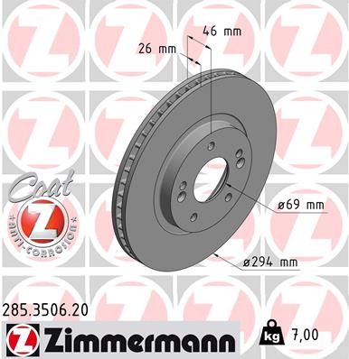 ZIMMERMANN Тормозной диск 285.3506.20