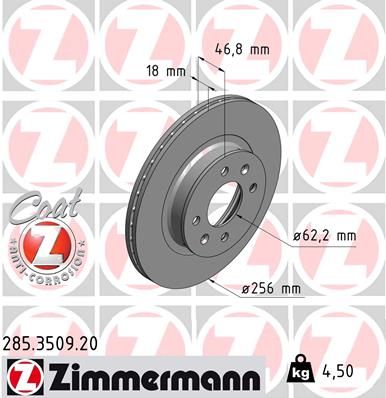 ZIMMERMANN Bremžu diski 285.3509.20