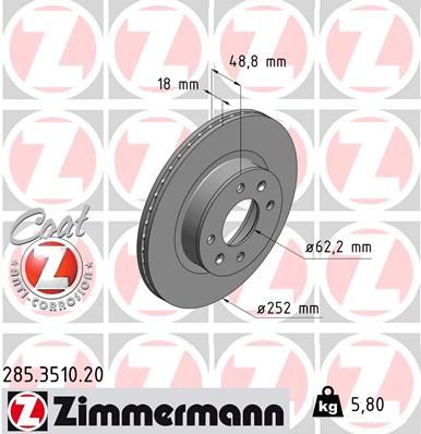 ZIMMERMANN Тормозной диск 285.3510.20